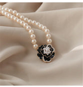 Arzonai Camellia pearl necklace female collarbone chain chocker necklace flower Korean version Korean style Dongdaemun with the same paragraph simple
